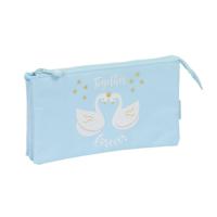 Pennenetui met 3 vakken Glow Lab Cisnes Licht Blauw 22 x 12 x 3 cm