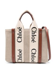 Chloé petit sac à main Woody en toile - Tons neutres