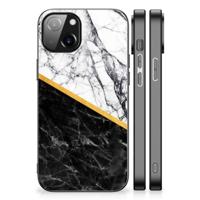 Apple iPhone 13/14 Marmeren Print Telefoonhoesje Marmer Wit Zwart - Origineel Cadeau Man