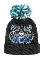 Kenzo Kids bonnet à patch Tiger Head - Bleu