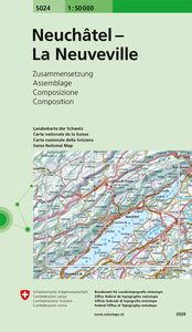 Wandelkaart - Topografische kaart 5024 Neuchâtel - Les Verrières - La Neuveville | Swisstopo