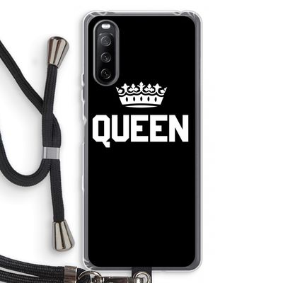 Queen zwart: Sony Sony Xperia 10 III Transparant Hoesje met koord