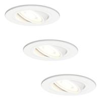 Set van 3 Pittsburg LED inbouwspots - GU10 4 Watt 345 Lumen - 4000K Neutraal wit - Dimbaar - Rond - Kantelbaar - IP20 Voor binnen - Wit
