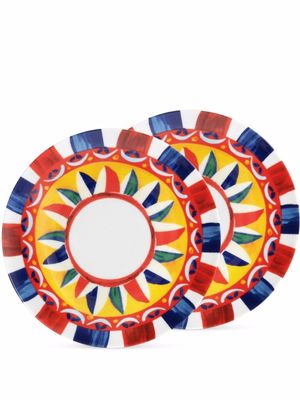 Dolce & Gabbana lot de 2 assiettes à soupe en porcelaine à imprimé Carretto - Blanc