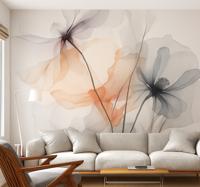 Aquarella puppy's fotobehang bloemen