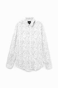 Slim fit shirt met opschrift - WHITE - S