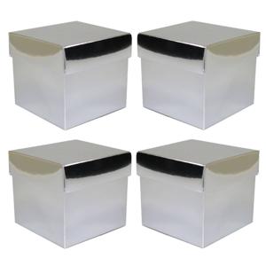 Luxe cadeaudoosje met deksel - 10x - zilver metallic - 10 x 10 x 10 cm - vierkant