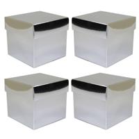 Luxe cadeaudoosje met deksel - 10x - zilver metallic - 10 x 10 x 10 cm - vierkant