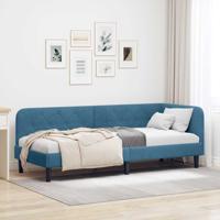 Hoekbedframe met hoofdeinde Blauw 80 x 200 cm Fluweel