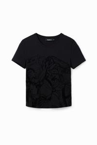 T-shirt met illustratie en reliëf - BLACK - L