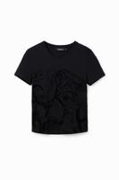 T-shirt met illustratie en reliëf - BLACK - L - thumbnail