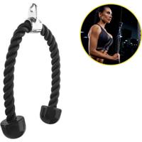 Tricep touw - trekkoord - pulley handgreep - zwart - fitness accessoire