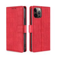 iPhone 12 Pro Max hoesje - Bookcase - Pasjeshouder - Portemonnee - Krokodil patroon - Kunstleer - Rood