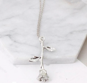 Zilverkleurige Ketting met Roos Hanger - Sieraden - Spiritueelboek.nl