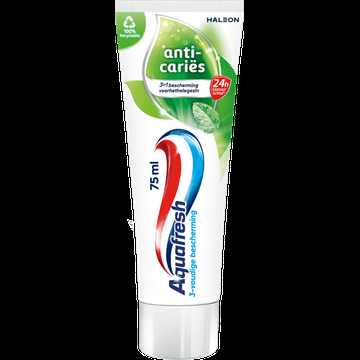 Aquafresh Anti Caries Tandpasta voor gezonde tanden en een frisse adem 75ml, recyclebare plastic tube en dop bij Jumbo