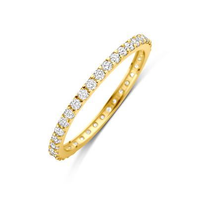 14k Geelgouden ring uitgevoerd met Zirkonia, 1.5mm