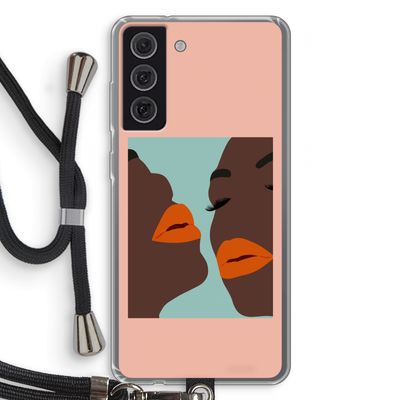 Orange lips: Samsung Galaxy S21 FE Transparant Hoesje met koord