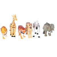 Speelgoed safari dieren speelfiguren - set 6x stuks - kunststof - tussen 8-10 cm - mix van dieren   -