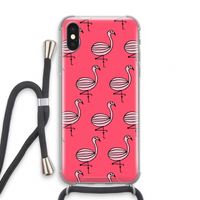 Flamingo: iPhone X Transparant Hoesje met koord