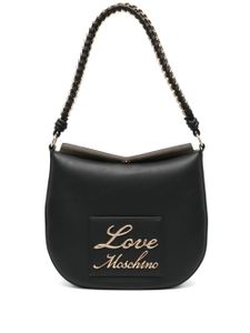 Love Moschino logo-lettering chain-link shoulder bag - Noir