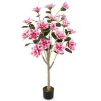 Kunstboom met Bloemen 90 cm Kunstplant in Pot Cameliaplant met Meervertakte Stammen en Realistisch Mos Kunstbloem voor Thuis Kantoor