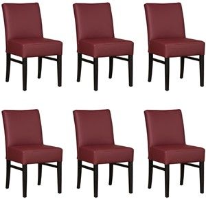 Set van 6 Donkerrode leren landelijke eetkamerstoelen Hold - Toledo Leer Bordeaux (donkerrood leer)