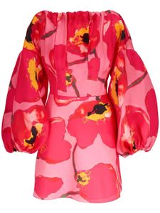 Carolina Herrera robe courte fleurie à manches bouffantes - Rose