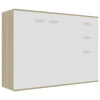 vidaXL Dressoir 105x30x75 cm bewerkt hout wit en sonoma eikenkleurig - thumbnail