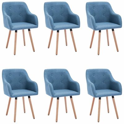 vidaXL Eetkamerstoelen 6 st stof blauw vidaXL Eetkamerstoelen 6 st stof blauw