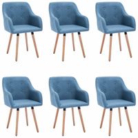 vidaXL Eetkamerstoelen 6 st stof blauw - thumbnail