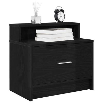 Nachtkastje met lade 51x31x47 cm zwart eikenkleurig