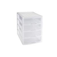 Plasticforte Ladeblok/bureau organizer met 4x lades - wit/transparant - L35,5 x B27 x H35 cm