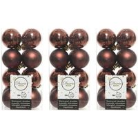 48x Kunststof kerstballen glanzend/mat mahonie bruin 4 cm kerstboom versiering/decoratie - Kerstbal