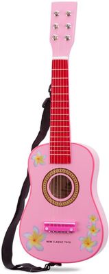 Gitaar - Roze met Bloemen