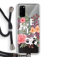 Hello in flowers: Samsung Galaxy S20 Transparant Hoesje met koord