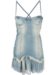 Blumarine robe courte Jean à volants - Bleu