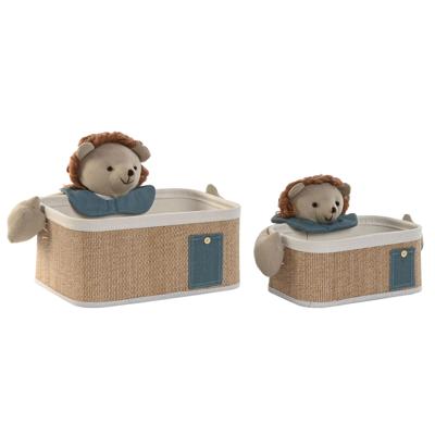 Mandenset Home ESPRIT Groen Natuurlijk 40 x 32 x 27 cm (2 Onderdelen)