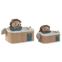 Mandenset Home ESPRIT Groen Natuurlijk 40 x 32 x 27 cm (2 Onderdelen)