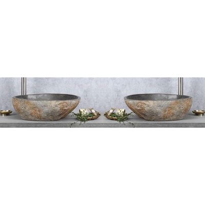 Differnz Lombok waskom 40x50cm riviersteen grijs SET van 2 36.102.40