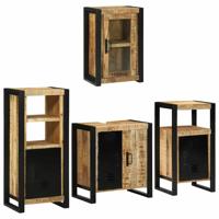 Badkamermeubelset Wandgemonteerd 4 pcs Bruin Massief Mango Hout