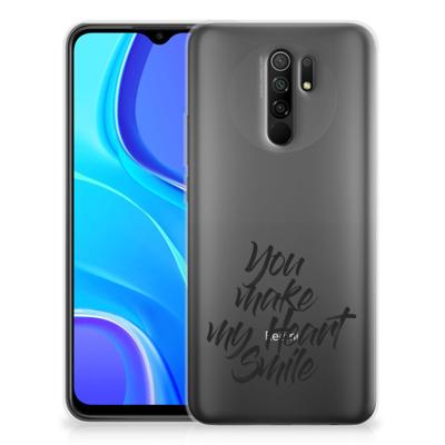 Xiaomi Redmi 9 | Siliconen hoesje | met naam Heart Smile Xiaomi Redmi 9 | Siliconen hoesje | met naam Heart Smile