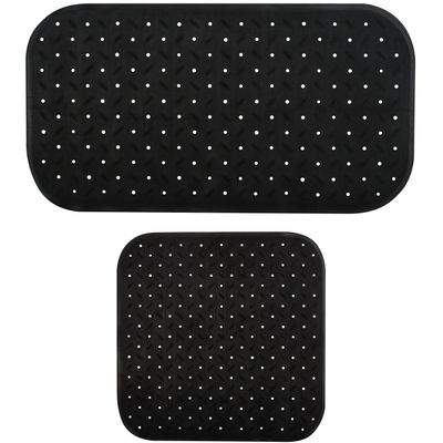 MSV Douche/bad anti-slip matten set badkamer - rubber - 2x stuks - zwart - 2 formaten MSV Douche/bad anti-slip matten set badkamer - rubber - 2x stuks - zwart - 2 formaten