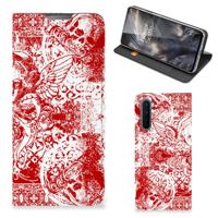 Mobiel BookCase OnePlus Nord Angel Skull Rood Mobiel BookCase OnePlus Nord Angel Skull Rood
