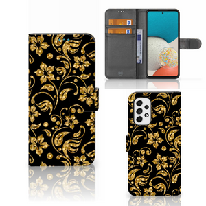 Samsung Galaxy A53 Hoesje Gouden Bloemen