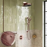 Regendouche set SaniClear Evolution Curved | 30 cm | Incl.Inbouwdeel | 2 standen handdouche | Met glijstang | Koper Geborsteld