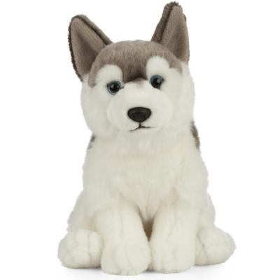 Living Nature Knuffel Husky - honden knuffeldier - pluche - 25 cm - grijs met wit