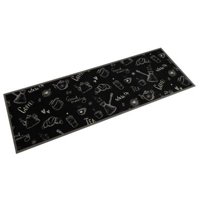 VidaXL Keukenmat wasbaar ochtendprint 60x180 cm fluweel zwart