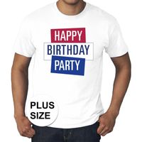 Grote maten wit Toppers Happy Birthday party t-shirt officieel - thumbnail
