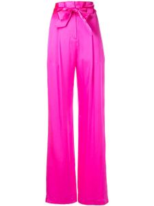 Michelle Mason pantalon en soie plissée à taille haute - Rose