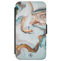 iPhone X/XS flipcase - Marmer blauw goud